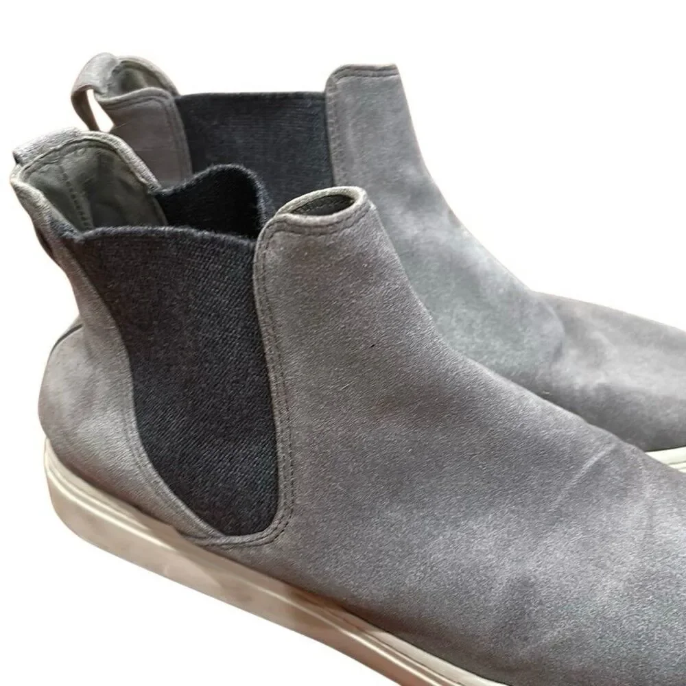 Vince Men's Gray Suede Chelsea Ankle Slip-On Boots Round Toe Pull Tab 8.5